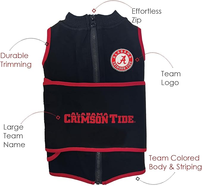 NCAA Alabama Crimson Tide Dog Anxiety Calming Shirt Soothing Vest, Dogs & Cats with Anxiety, Fears, Fireworks, Loud Noises, Dark, Lonely Keeps Dogs Calm & Feeling Safe, Relaxing Jacket, Large