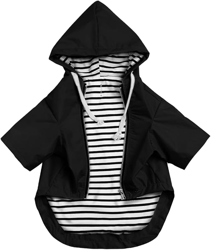 Dog Raincoat rain Jacket Raincoat Dogs Waterproof Small Medium Breeds Zip Closure Storage Pocket Harness Hole Black XXL
