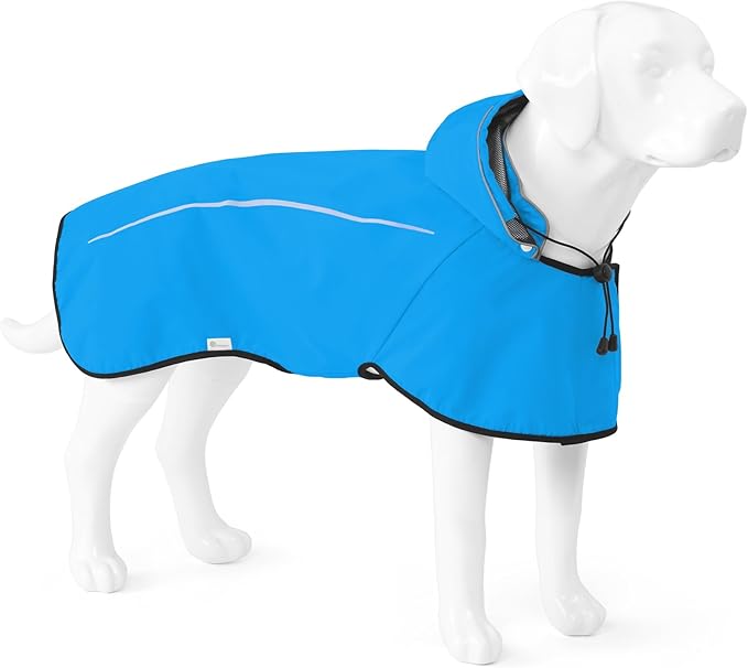 Mile High Life Dog Raincoat, Adjustable Waterproof Pet Rain Jacket, Reflective Hooded Poncho for Small Medium Large Dogs, Lightweight Breathable Pet Rain Coat (Blue,XS Chest 15"-18")