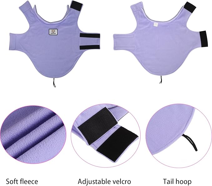 Fleece Dog Coat Winter Pet Jacket Reflective for Cold Weather for Large Medium Small Dogs(Purple,2XL)