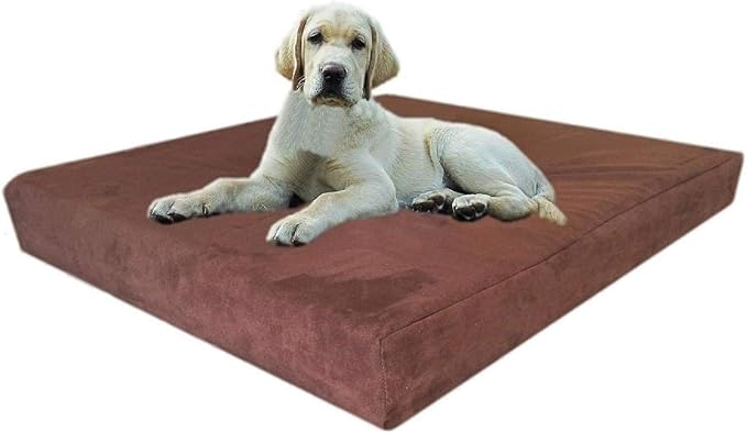 Dogbed4less Large Orthopedic Memory Foam Pet Bed with Durable Washable Canvas Cover, Waterproof Liner, and Extra Replacement Microsude Antislip Case, 41"X27"X4" Inches, Fits in 42X28 Size Crate.