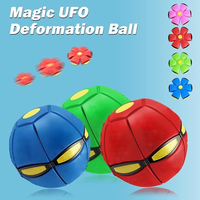 UFO Magic Ball,Portable Glowing Flying Toys Creative Fly Saucer Stomp Magic Balls,Decompression Flying Flat Throw Disc Balls Toy for Childrens Outdoor Sports Kids Gift