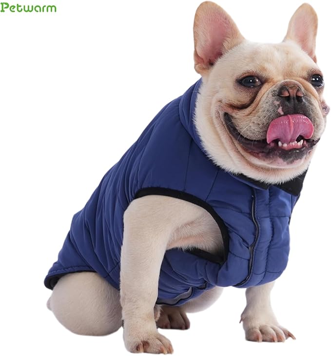 PetWarm Reversible Dog Cold Weather Coats, Waterproof Dog Puffer Vest, Vest for Dogs with Hook-and-Loop Strap, Windproof Outdoor Coat for Winter Walks and Snowy Days, Blue, L