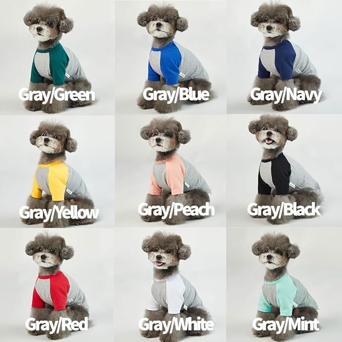 Dog Shirt for Small and Large Dogs Raglan Cotton T-Shirts Soft Breathable Dog Shirts pet Clothes Gray Series (3X-Large, Gray/Peach)