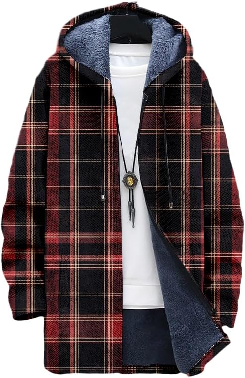 Oversized Full Zip Hoodie for Men Sherpa Fleece Lined Jacket with Hood Soft Warm Winter Coat with Pockets