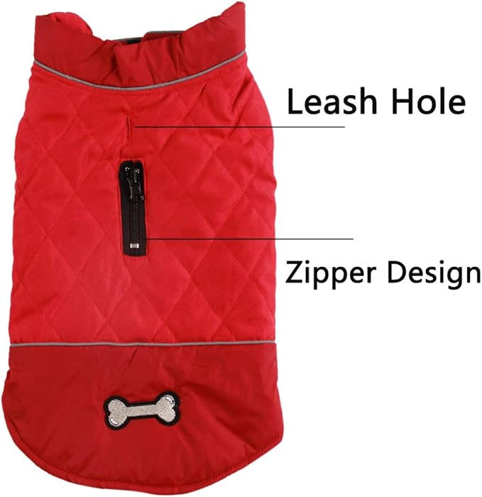 Reversible Dog Coats for Large Dogs Waterproof Warm Dog Jacket for Cold Winter,Red XXL