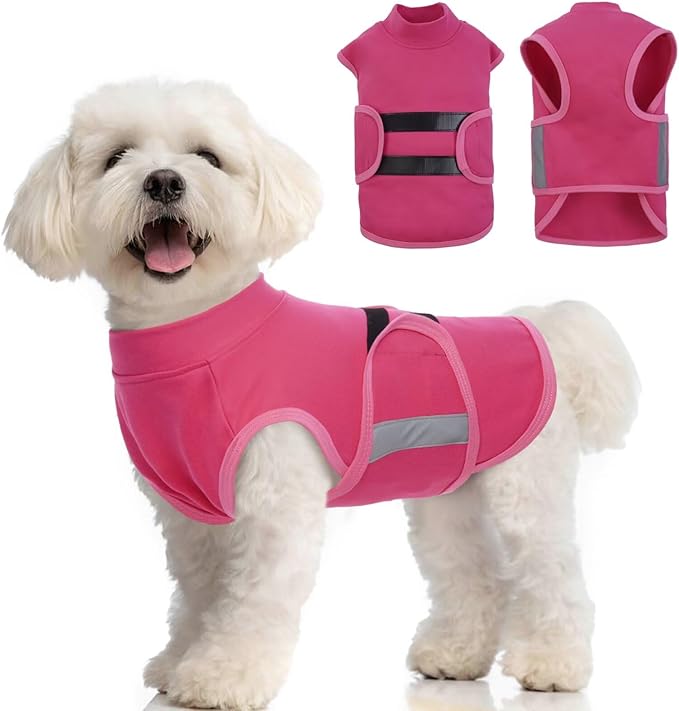 MIGOHI Dog Anxiety Relief Coat,Comfort Anxiety Vest for Dogs,Adjustable Anxiety Calming Wrap for Fireworks,Thunderstorms,Travel, Separation, Dog Anxiety Jacket for Small Dogs,M,Rosered
