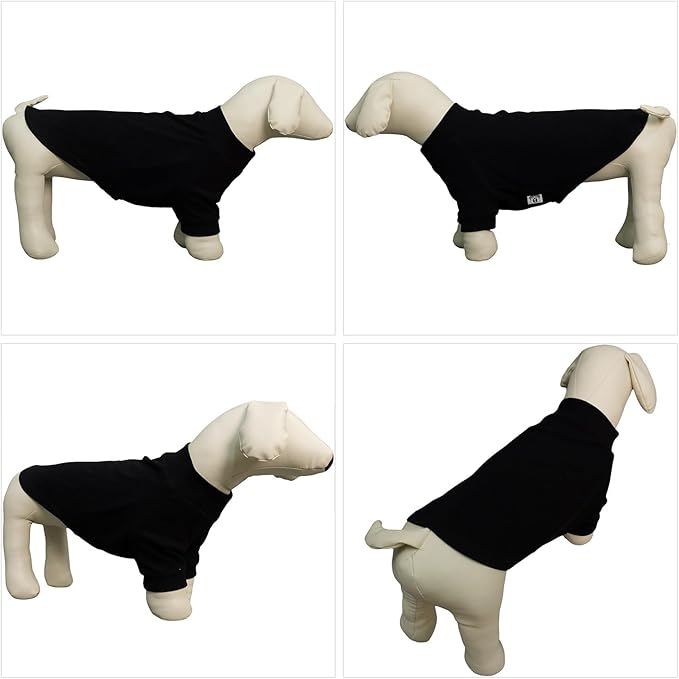 Lovelonglong Ribbed Dog T-Shirt Cotton Knitted Dog Sweaters for All Season Pet T-Shirts for Large Medium Small Dogs Black XL