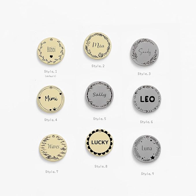 Cat Dog ID Tags Personalized 9 Corolla Styles Flower Wreath to Choose for Medium Pets Collar Accessories Brass Copper Engraved Custom on Both Side
