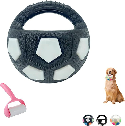 The Mellow Dog Calming Ball with Handle for Dogs, Mellow Dog Calming Ball, Interactive Football Shape Dog Toy, TPR Chewable Material, Squeaky, Water Play, Training & Outdoor Games (Black-B)