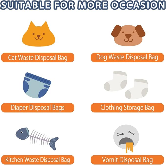 Odor Sealing Cat Waste Disposal Bags, 200 Count, White, 10 Gallon Capacity