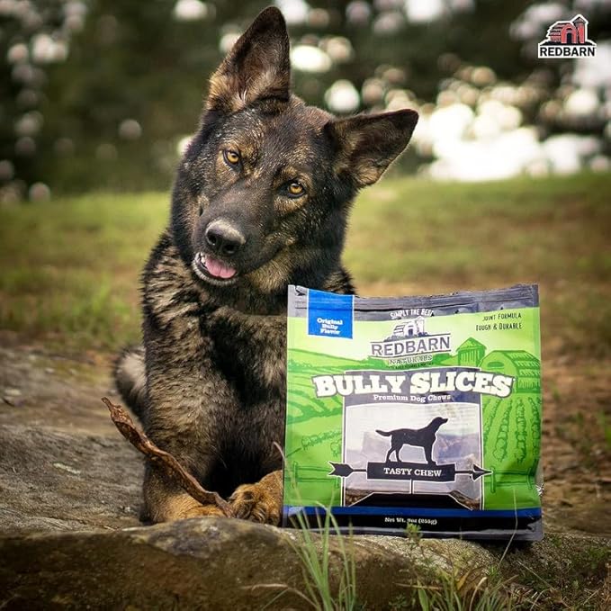 Redbarn Pet Products Bully Slices Beef Hide Dog Treats, Peanut Butter Flavor - Slow Roasted Grain-Free Rawhide Chew No Artificial Preservatives - 9 oz. 12 Bags