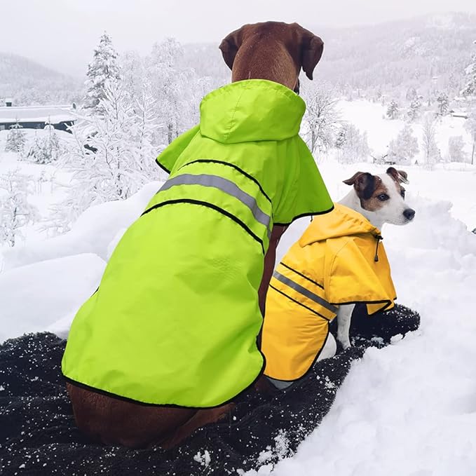 Candofly Dog Raincoat Hooded Poncho - Adjustable Waterproof Dog Rain Jacket Lightweight Reflective Dog Rain Coat Pet Slicker for Small Medium Large Dogs (Large, Yellow)