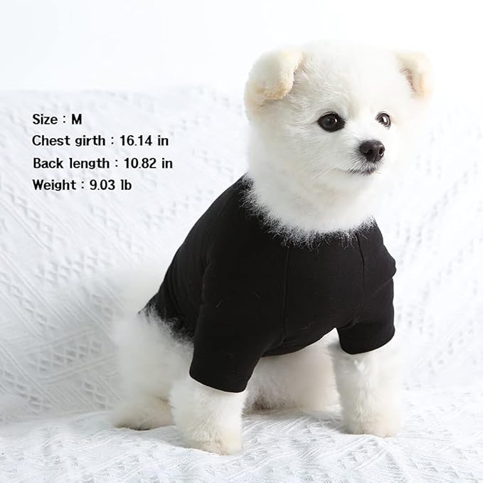 Dog Shirt for Small Dogs Plain T-Shirts Soft Breathable Dog Cotton Shirt pet Clothes (Small, Black)