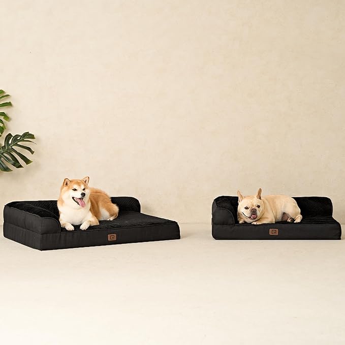 EHEYCIGA Memory Foam Dog Bed XLarge Sized Dogs, Extra Large Dog Bed Orthopedic with Washable Removable Cover, Waterproof XL Pet Bed Couch, 44x33x6 Inches, Black