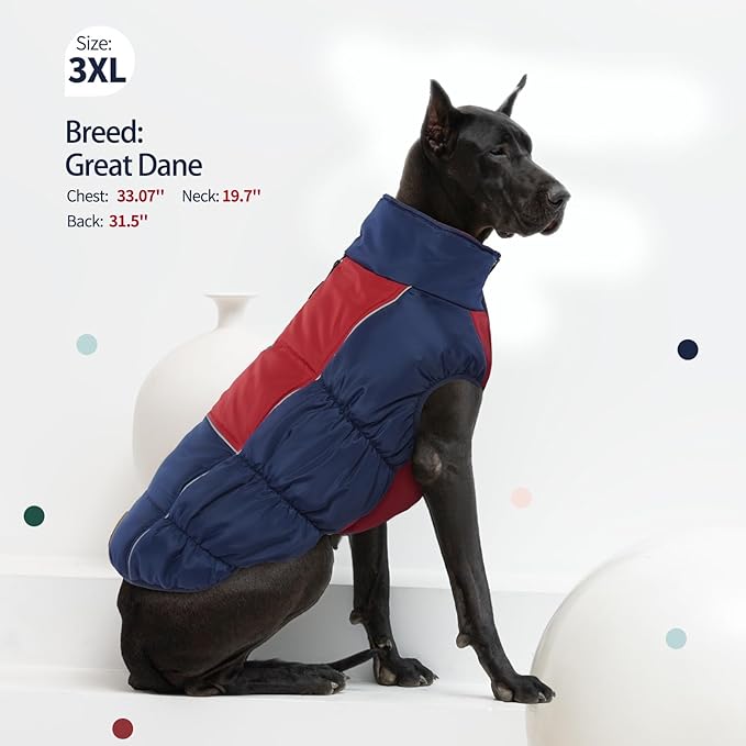 IECOii Medium Dog Coat - Waterproof, Fleece Lined, Reflective, Warm Winter Jacket