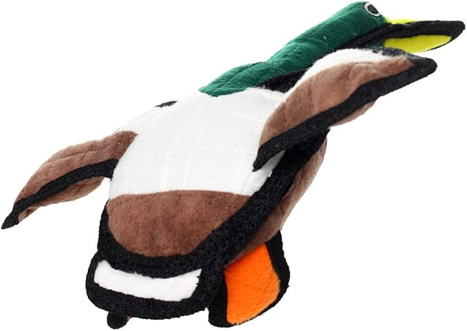 TUFFY - World's Tuffest Soft Dog Toy - Barnyard Duck - Squeakers - Multiple Layers. Made Durable, Strong & Tough. Interactive Play (Tug, Toss & Fetch). Machine Washable & Floats. (Junior 2 Pack)