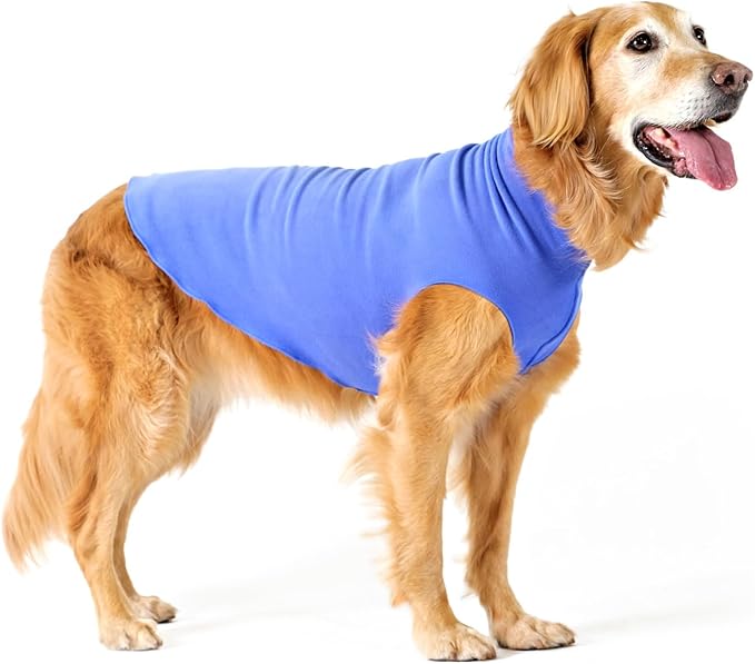 Goldpaw Stretchy Fleece Jacket for Small Dogs - Super Soft, Warm Dog Sweater - Pet Sweater Vest for Fall and Winter - Canine Clothes Made in The USA - Machine Washable - Cornflower Blue - Size 26