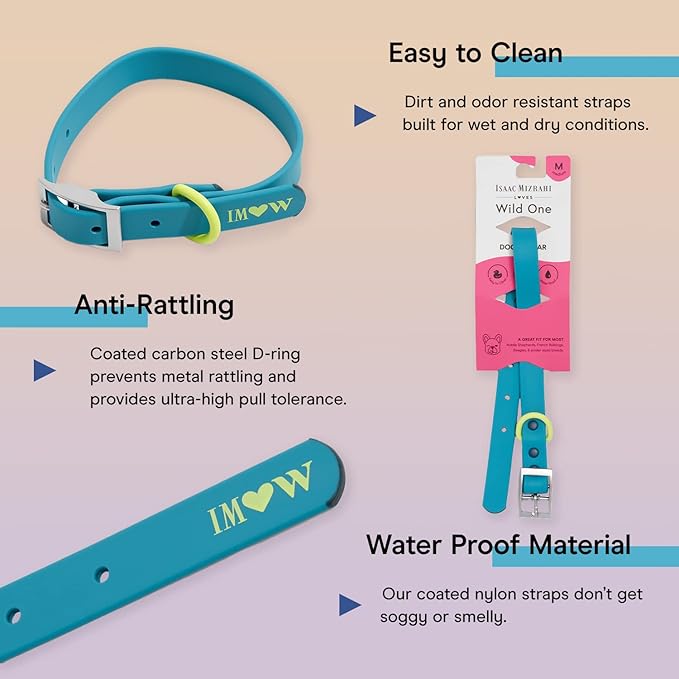Wild One, Limited Edition, Designer Collection, Blue Dog Collar, Easy-Clean, All Weather Flex-Poly Strap with Metal, Durable, Dirt and Odor Resistant, XSmall