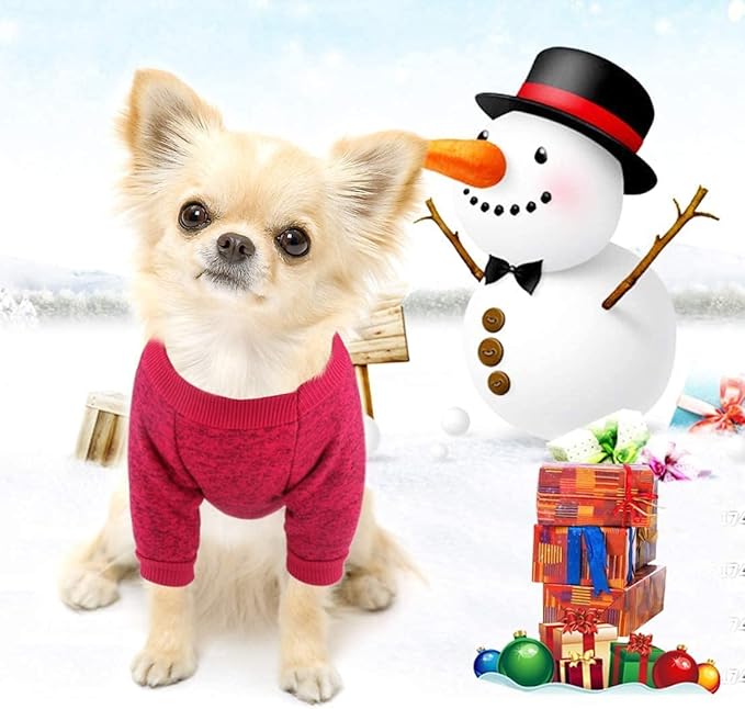 Idepet Pet Dog Classic Knitwear Sweater,Fleece Coat for Small,Medium,Large Dog,Warm Pet Dog Cat Clothes,Soft Puppy Customes (L, WineRed)