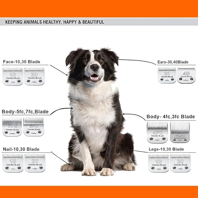 1Pack 10 Blade Dog Groomg Blades Compatible with Pet Clipper/Oster A5/Wahl KM Series Dog Clipper,Ceramic Blade & Stainless Steel Blade