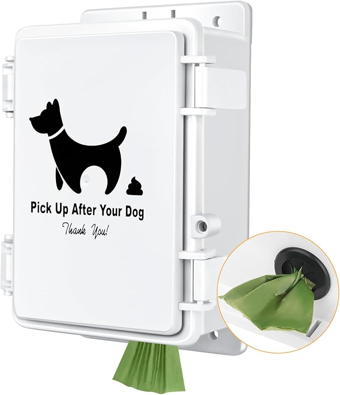 Dog Poop Bag Dispenser, Wall Mounted Outdoor Dog Waste Bags Dispenser Station, Waterproof Pet Waste Bag Holder Fits Home, Porch, Back Yard(Dispenser Only)