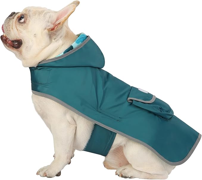 HDE Reversible Dog Raincoat Hooded Slicker Poncho Rain Coat Jacket for Small Medium Large Dogs Dinosaurs - M