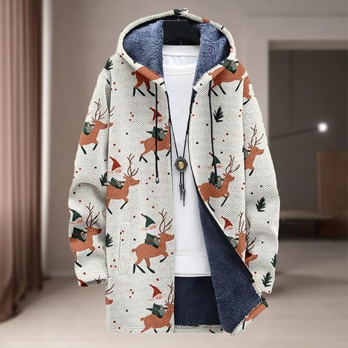 Oversized Full Zip Hoodie for Men Sherpa Fleece Lined Jacket with Hood Soft Warm Winter Coat with Pockets