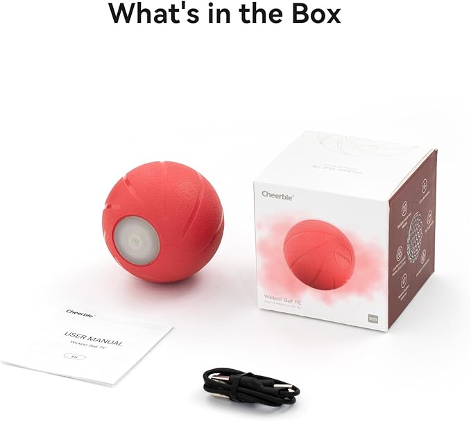 Cheerble [Enhanced Rubber Version Smart Interactive Dog Toy, Wicked Ball PE, Automatic Moving Bouncing Rotating Ball for Medium Dogs Boredom with LED Lights