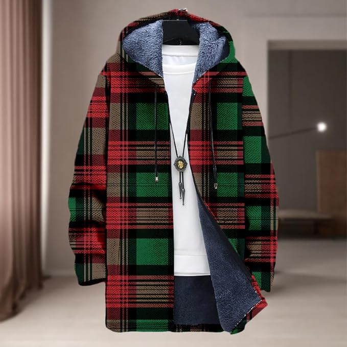 Oversized Full Zip Hoodie for Men Sherpa Fleece Lined Jacket with Hood Soft Warm Winter Coat with Pockets