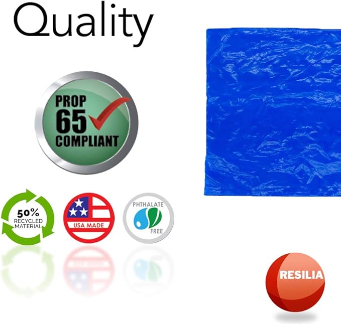 Resilia Commercial Grade Dog Poop Bags - Heavy Duty Pet Waste Removal Bag For Dogs, Cats, and Other Animals, Unscented, Blue, 8.5" W x 14" L, 1 Mil, 0.001 Inch, 1 Roll of 200 Bags