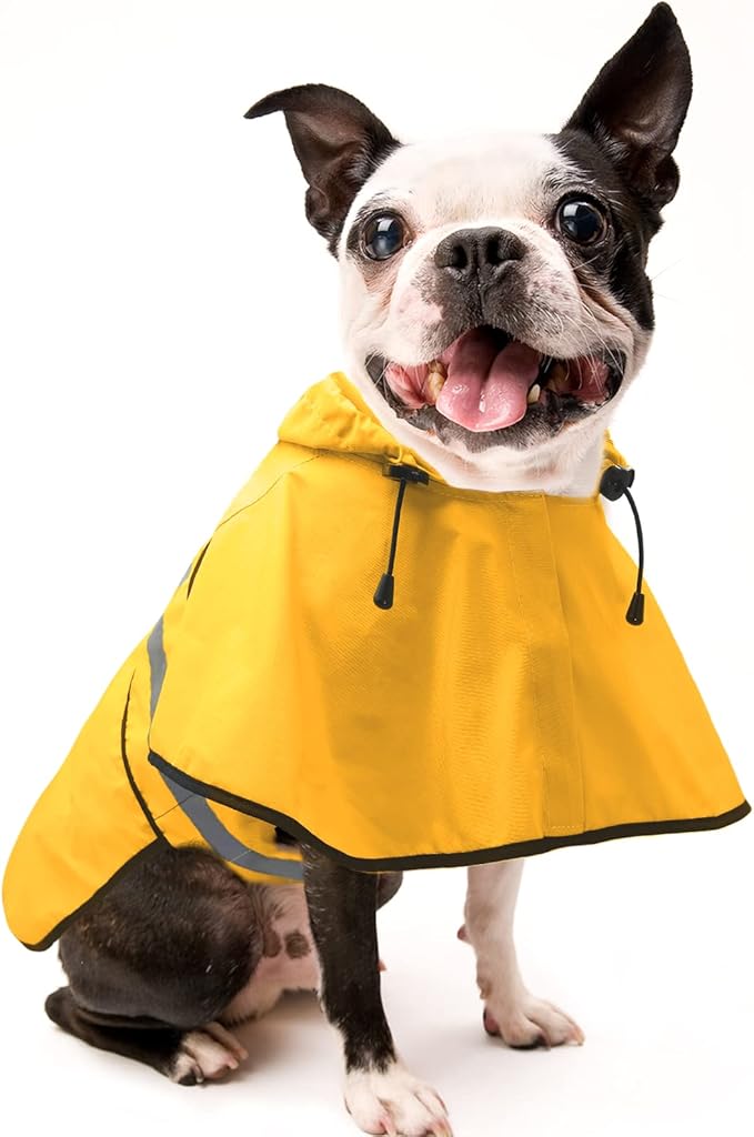 Candofly Dog Raincoat Hooded Poncho - Adjustable Waterproof Dog Rain Jacket Lightweight Reflective Dog Rain Coat Pet Slicker for Small Medium Large Dogs (Large, Yellow)