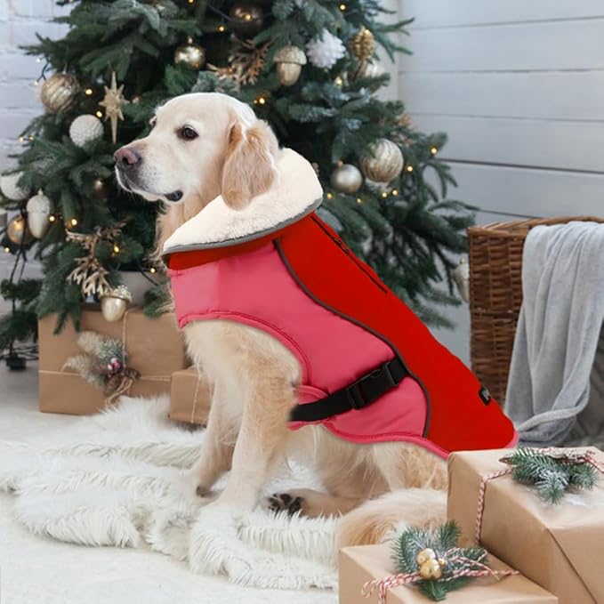 EMUST Dog Winter Coat, Thick Windproof Dog Jacket Winter, Pet Dogs Winter Vest for Small/Medium/Large Dog, New Orange, XXL
