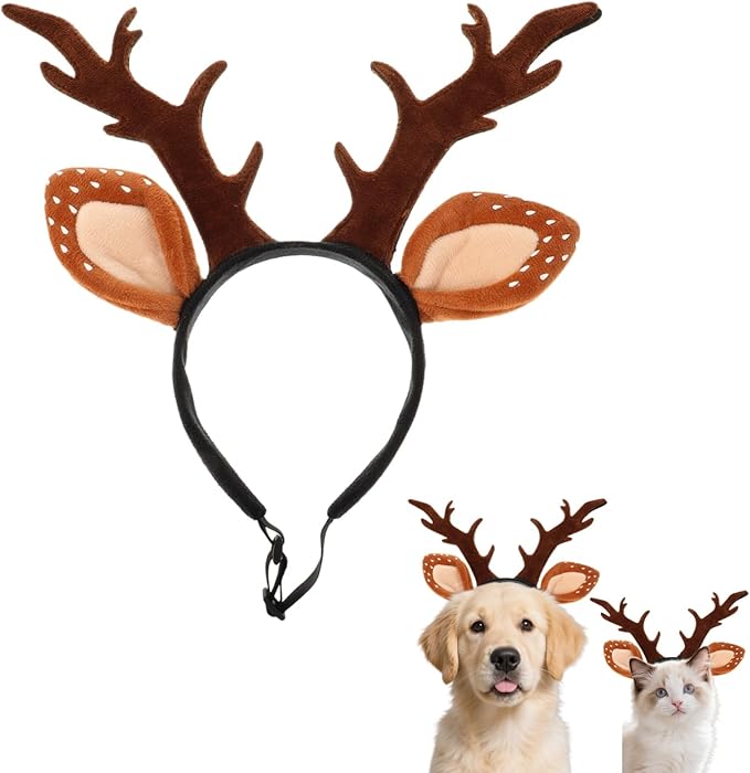 Christmas Halloween Pet Headband for Dog Cat Pet Elastic Band Adjustable,Costume Accessory for Cats and Kittens Comfortable Non-deformable for Holiday Season and Photography - Size S