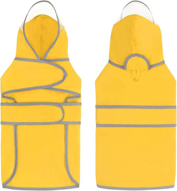 HDE Dog Raincoat with Clear Hood Rain Jacket Poncho for Small Medium Large Dogs Yellow - 3XL
