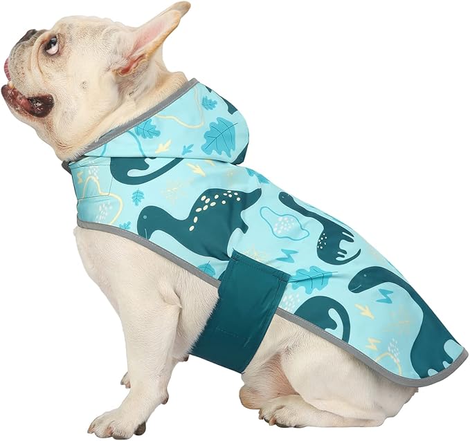 HDE Reversible Dog Raincoat Hooded Slicker Poncho Rain Coat Jacket for Small Medium Large Dogs Dinosaurs - S