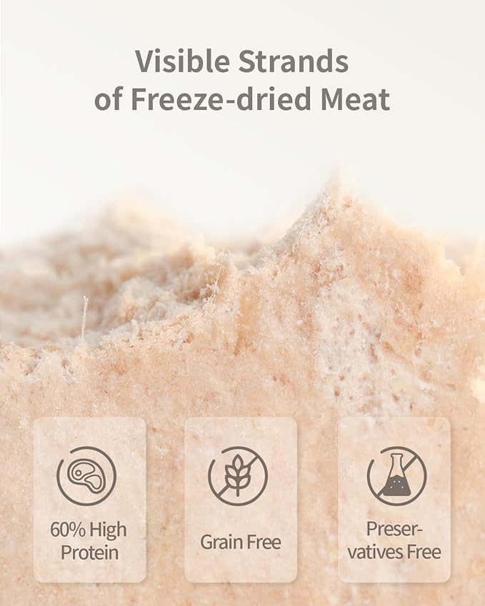 Freeze-Dried Cat Food, 97% Animal Origin Soft Dry Food for Cats Kitten, High Protein Healthy Freeze Dried Cats Raw Treat & Topper (Pork Recipe - 14 Ounce)