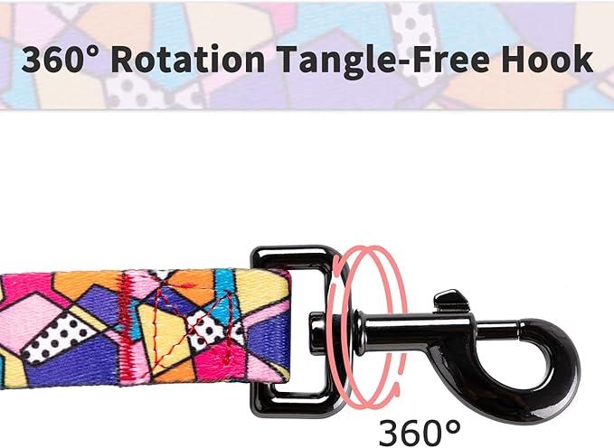 Ihoming Puppy Collar and Leash Set for Daily Outdoor Walking Running Training, Geometric Design for Extra Small Boys Girls Dogs Cats Pets, XS-Up to 10LBS