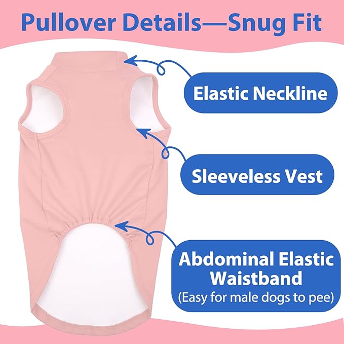 Stretch Fleece Dog Sweater - Pink, L - Pullover Sleeveless Vest | Warm Stretchable Sweatshirt, Lightweight Breathablefor for Outdoor Movement,Dachshund,French Bulldog