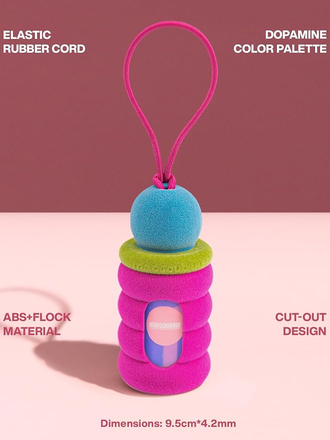 Dog Waste Bag Dispenser Pet Poop Bags Holder for Leash Lightweight Doggie Waste Bags Dispensers with Leash Attachment Includes 15 Bags(pink fuzz)