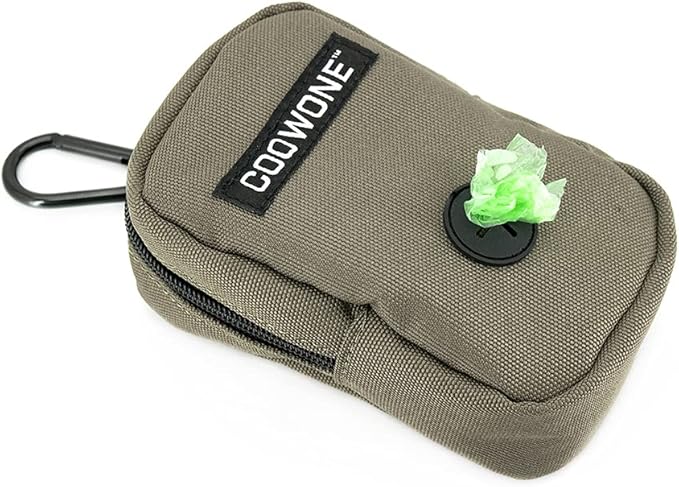 COOWONE Dog Treat Pouch for Training, Portable Dog Walking Bag Built in Poop Dispenser, Pocket Sized Pet Pouches, Doggie Puppy Snack Rewards Bag,Treat Carrier Holder with Clip (Army Green)