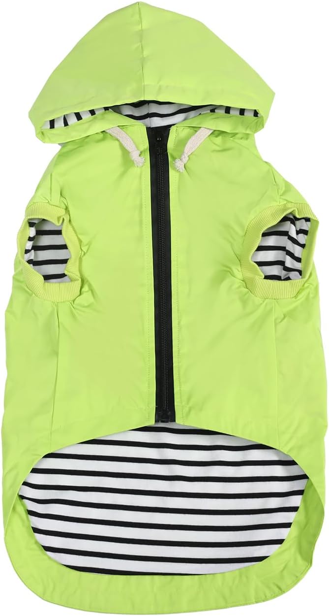 Dog Raincoat rain Jacket Dogs Waterproof fit for Small Medium Breeds Zipper Closure Pocket Storage in Cold Day - Light Green - S