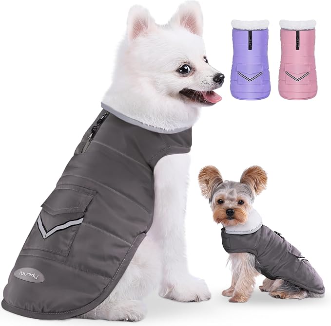 iBuddy Dog Winter Coats with Fleece Vest,Waterproof Warm Dog Snow Jacket Windproof, Reflective Adjustable Pet Dogs Cold Winter Coat for Dogs Girl Boy