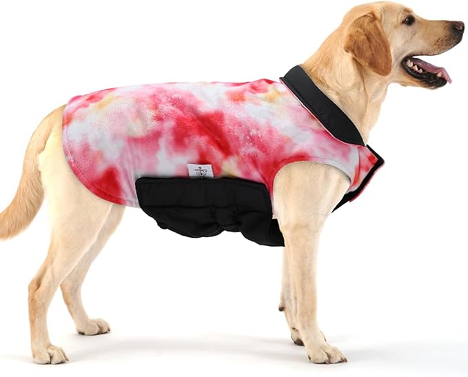GMF Bone Winter Dog Jacket - Reversible, Soft, Thick & Windproof - Small to Large Sizes - Waterproof - Leash Hole - Cold Weather Coats