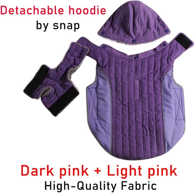100% Polyester Dog Hoodie for Small Medium Dogs Super Warm Puppy Jacket for Cold Winter Dog Coats, Purple M