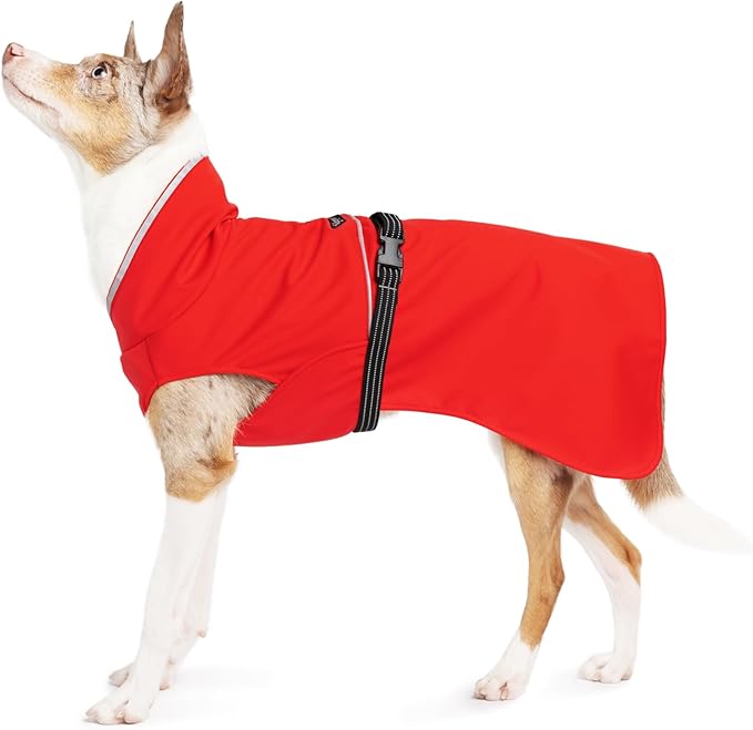 Goldpaw Rainpaw Waterproof Dog Raincoat - Durable Dog Rain Jacket for All Seasons - Easy to Wear, Adjustable, Premium Pet Outerwear - Made in The USA - Machine Washable - Red - Size 12
