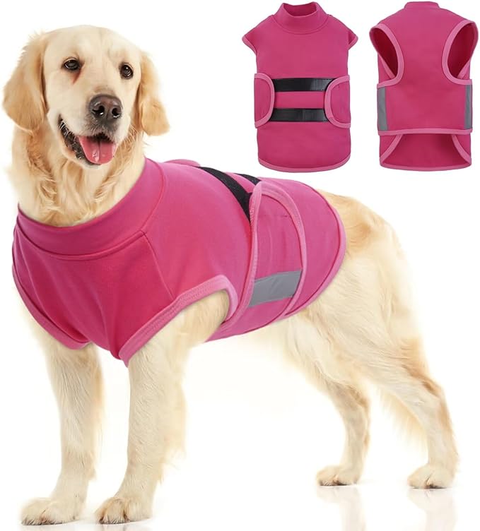 MIGOHI Dog Anxiety Relief Coat,Comfort Anxiety Vest for Dogs,Adjustable Anxiety Calming Wrap for Fireworks,Thunderstorms,Travel, Separation, Dog Anxiety Jacket for Small Dogs,L,Rosered