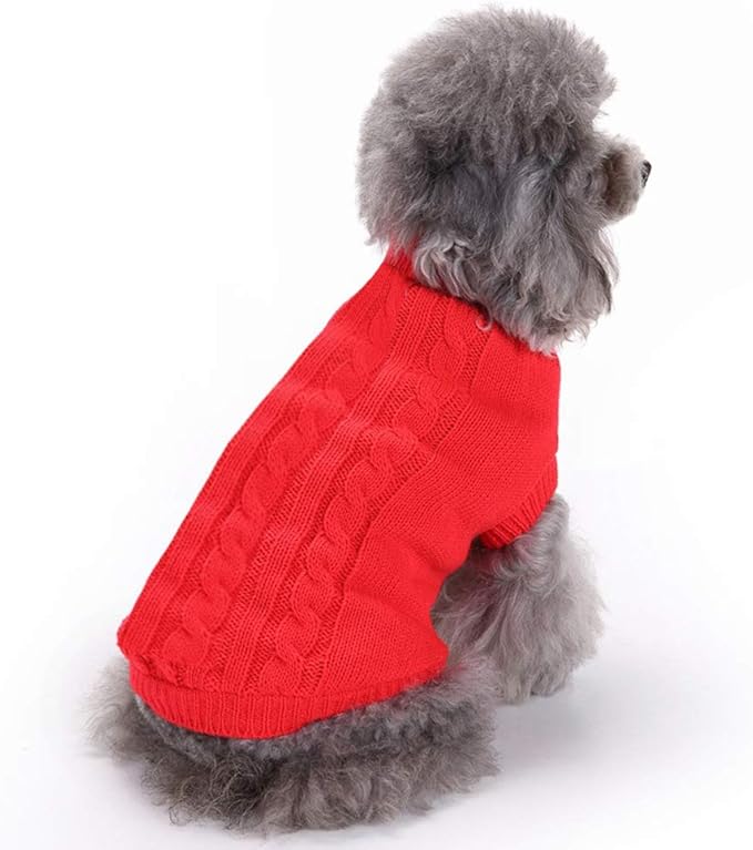 Classic Turtleneck Pet Sweater - Warm Dog & Cat Coat for Small, Medium & Large Dogs - Cute Winter Christmas Sweaters for Girls & Boys