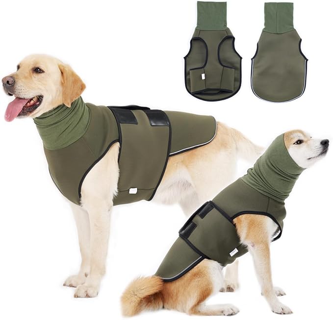 Dog Anxiety Vest,Pet Calming Hoodie Breathable Dog Anti-Anxiety Jacket for Thunder Fireworks and Separation,Green XL