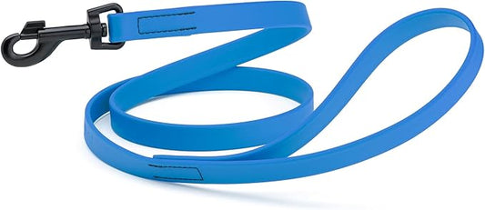 Dogline Biothane Waterproof 6ft Dog Leash Strong Coated Nylon Webbing with Black Hardware Odor-Proof Easy to Clean High Performance for Small or Large Dogs Made in USA 6ft Lead, Cerulean Blue